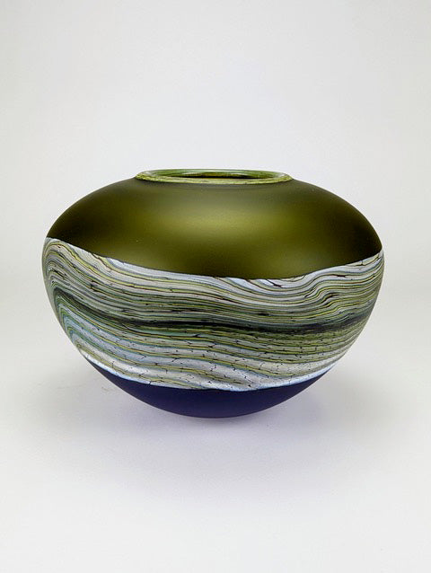 Translucent Glass Agate Sphere in lime and amethyst