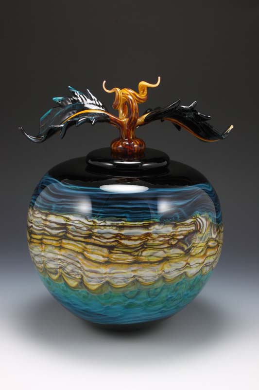 Turquoise Opal Covered Hand Blown Glass Sphere