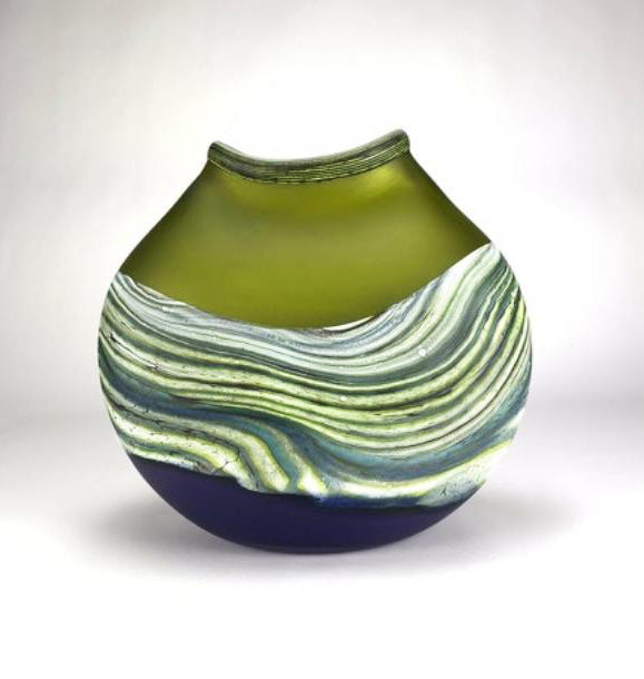 Translucent Strata Lime and Amethyst Flat Vessel