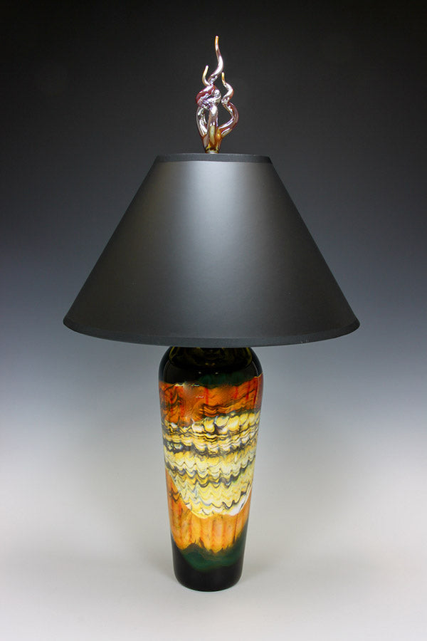 Black Opal Table Lamp in tangerine with flame finial