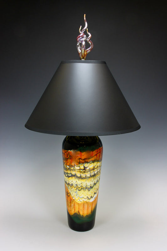 Black Opal Table Lamp in tangerine with flame finial