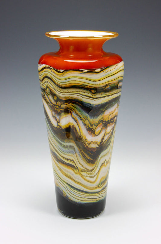 Tangerine Strata Glass Vase