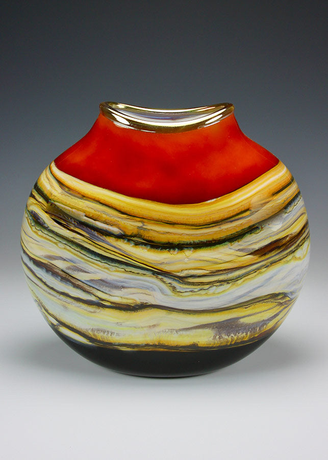 Strata Glass Flat Vessel in Tangerine