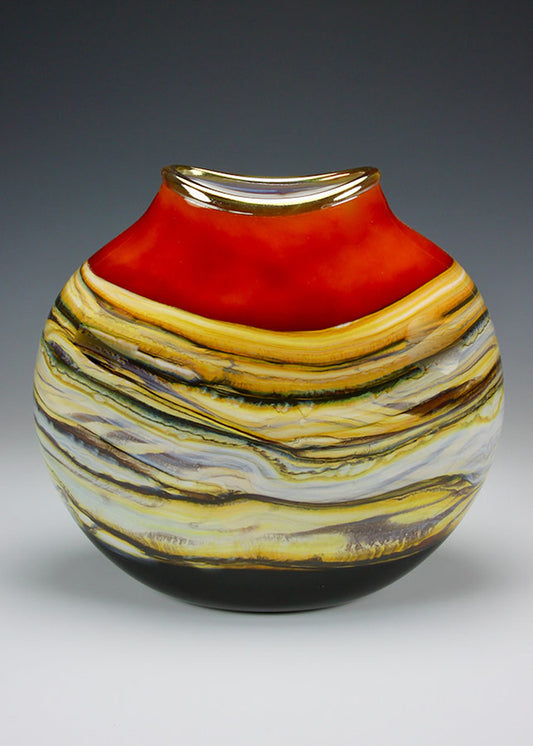 Strata Glass Flat Vessel in Tangerine