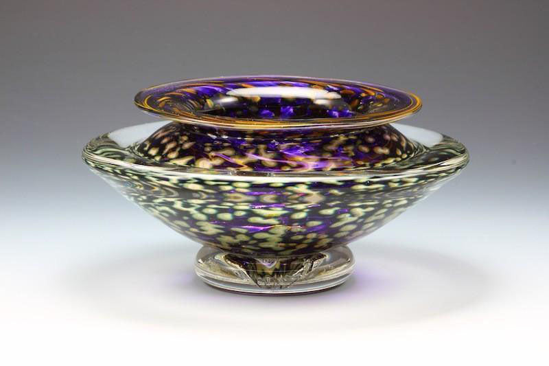 Hand Blown Glass Ikebana Small Bowl