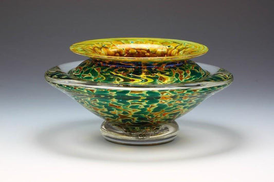 Opaque Silver Green Ikebana Glass Bowl