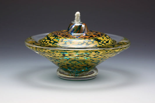 Transparent Teal Glass Saturn Oil Lamp