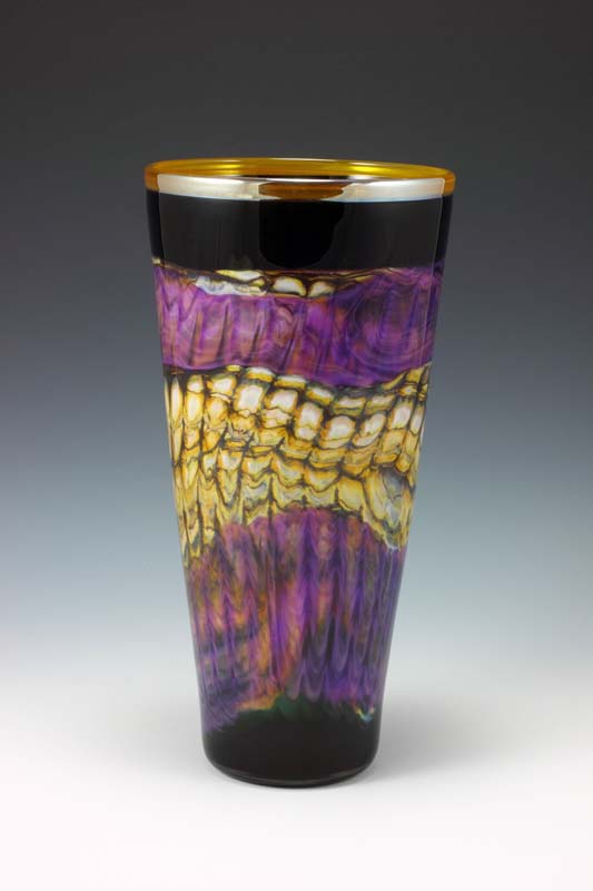 Amethyst Opal Black Glass Cone Vase