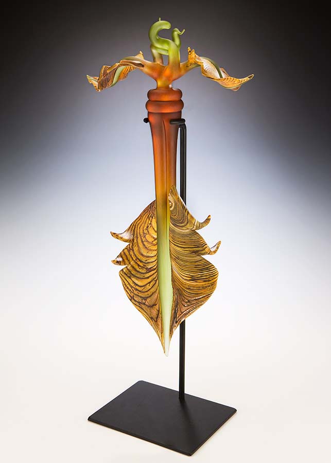 Talisman Glass Sculpture in tangerine and lime