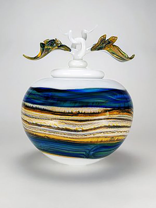 Coastal Covered Glass Sphere with Avian Finial