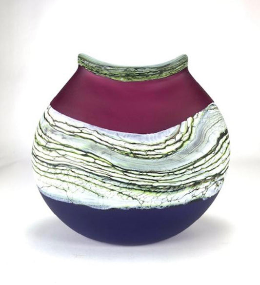Translucent Strata Lime and Amethyst Flat Vessel