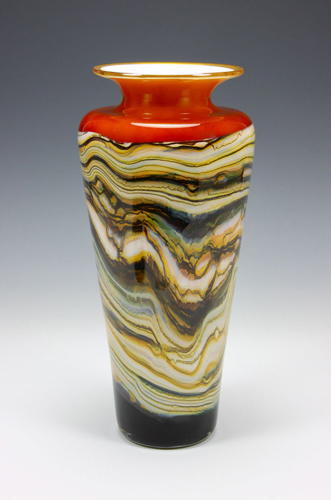 Tangerine Strata Glass Vase