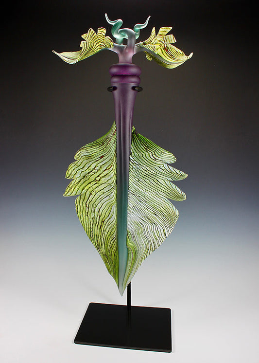 Talisman Glass Sculpture in sage and amethyst