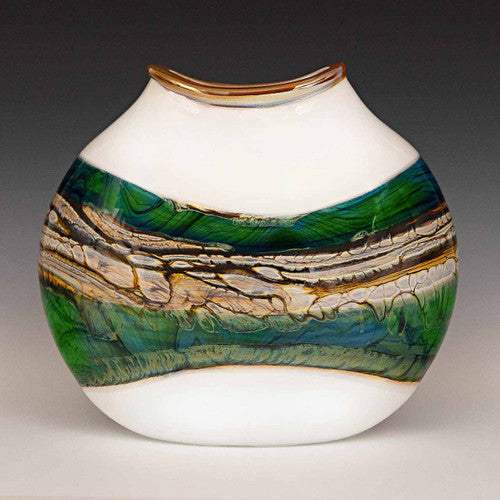 Malachite White Opal Flat Vessel