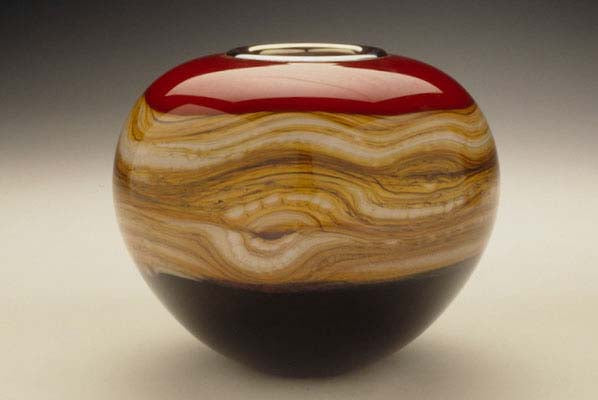 Ruby Glass Strata Sphere Vase