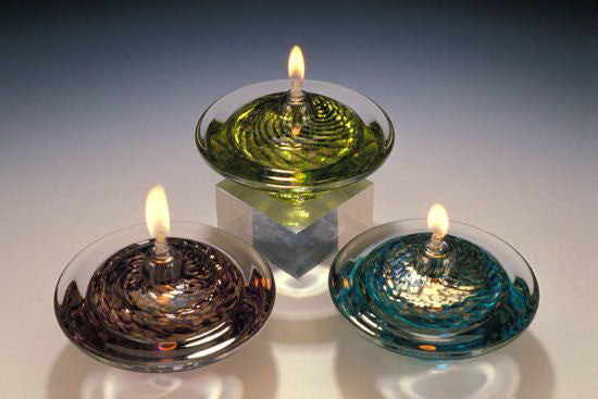 Trio of Saturn Glass Oil Lamps