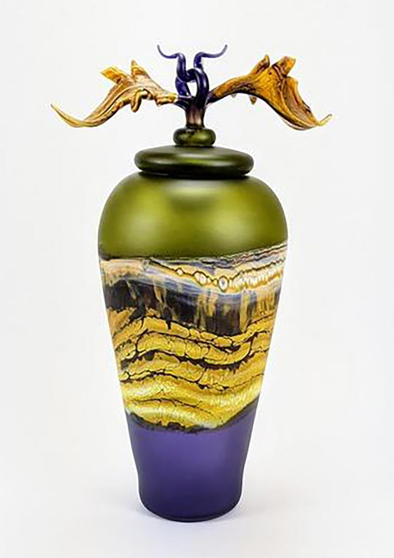Translucent Strata Covered Vase in lime and amethyst