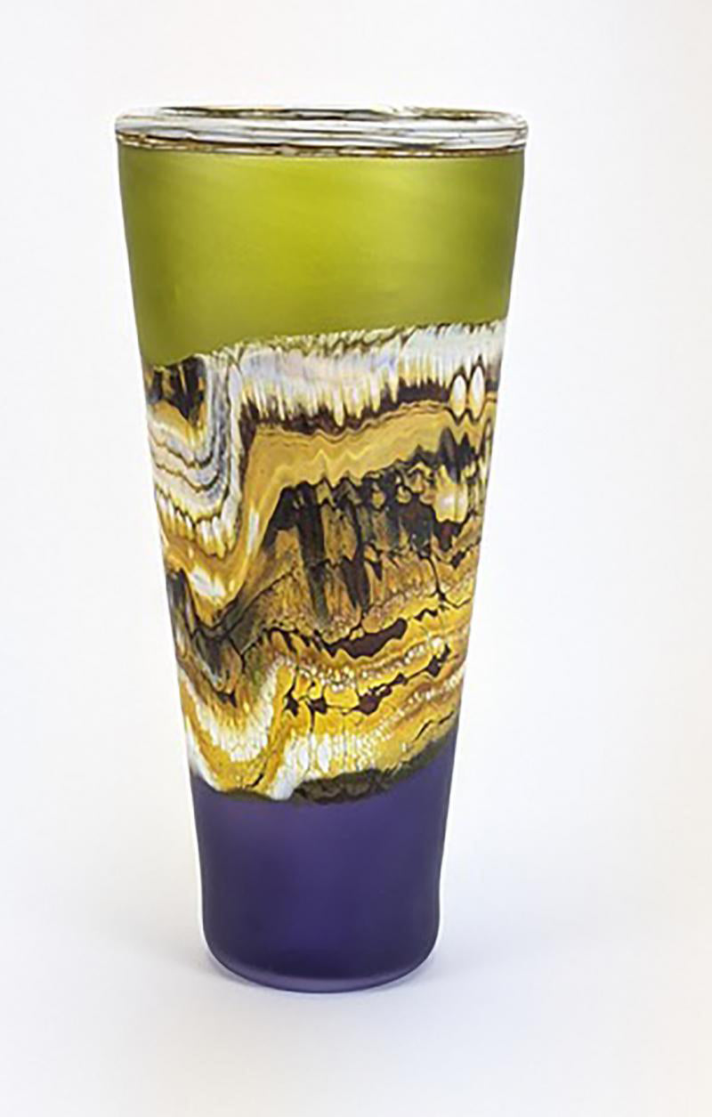 Translucent Strata Lime and Amethyst Cone Vase