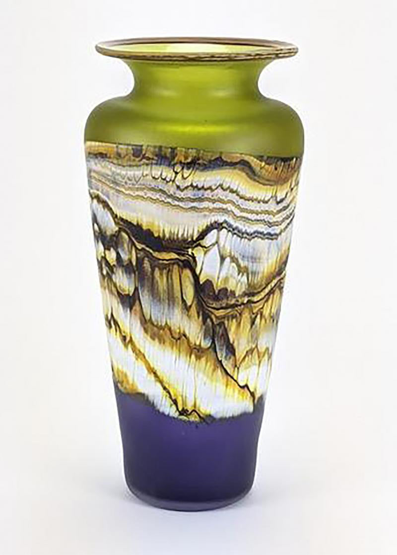 Translucent Strata Lime and Amethyst Urn Vase