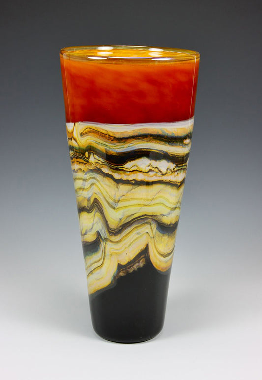 Tangerine Strata Glass Cone Vase
