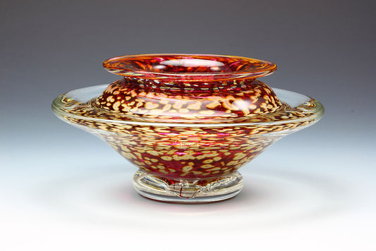 Transparent Ruby Ikebana Small Glass Bowl