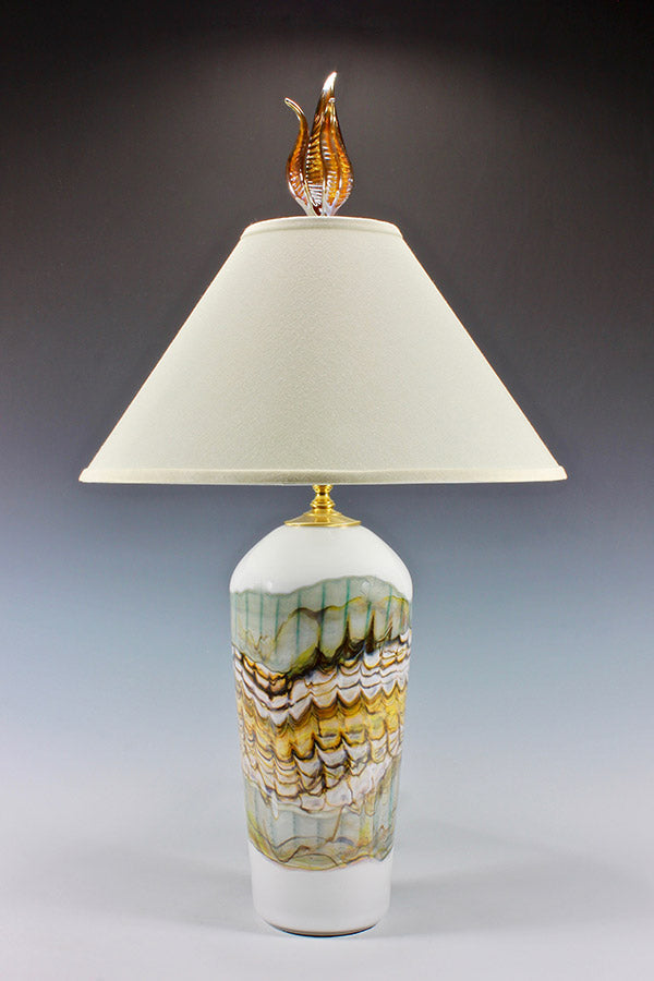 White Opal Table Lamp with Juniper Finial